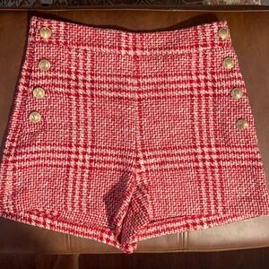 Zara Red Tweed Shorts